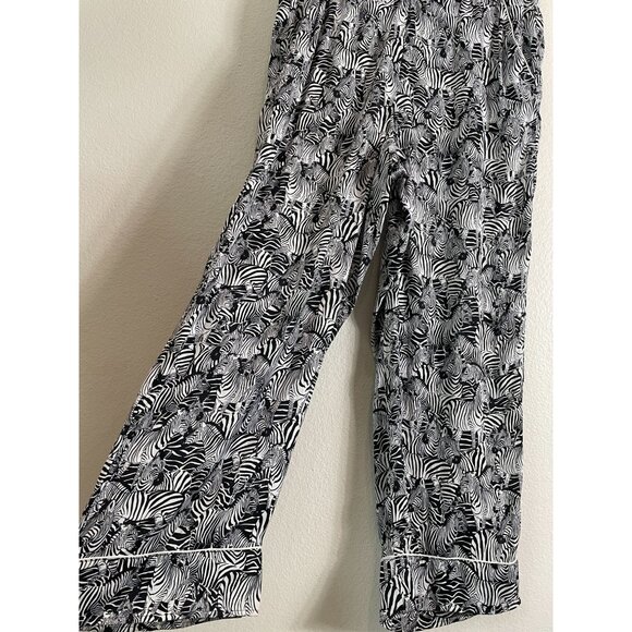 Banana Republic Womens Large Zebra Print Black White Pajama Set - Picture 13 of 13